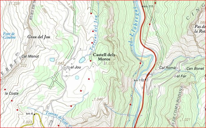 Església de Sant Salvador del Jou – Guardiola de Berguedà - Detall de l'itinerari - Captura de pantalla d'un mapa del I.C.C.