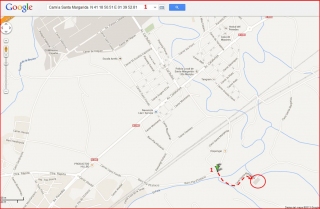 Església de Santa Margarida – Santa Margarida i els Monjos - Captura de pantalla de Google Maps, complementada amb anotacions manuals.