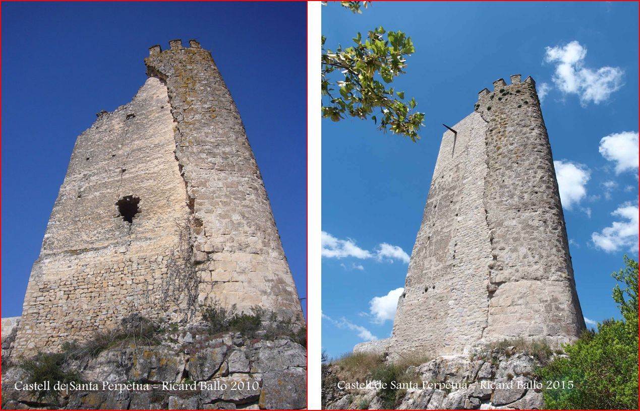 Castell de Santa Perpètua - Cinc anys separen aquestes imatges
