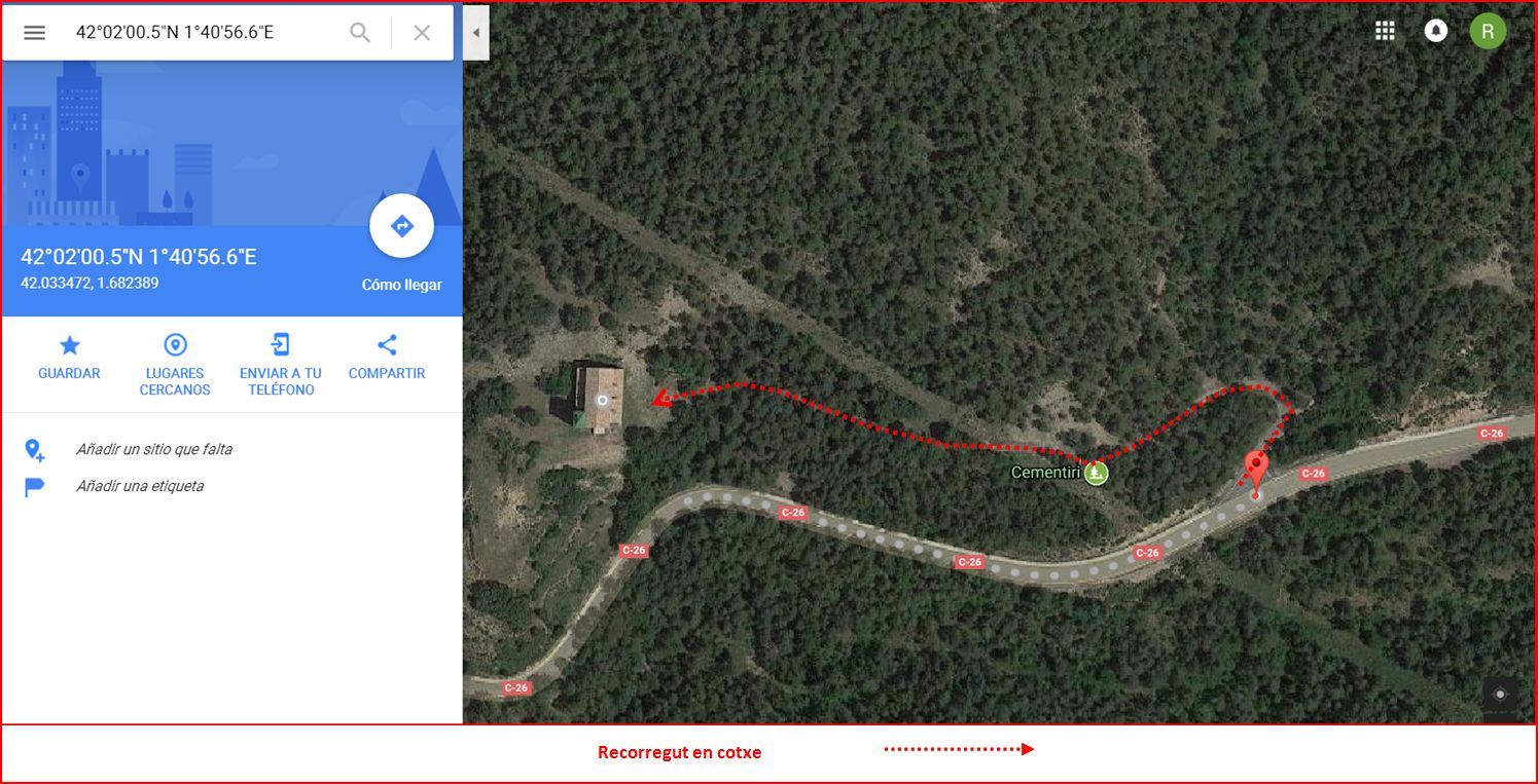 Esglesia de Sant Marti de Tentellatge-Captura de pantalla de Google Maps, complementada amb anotacions manuals