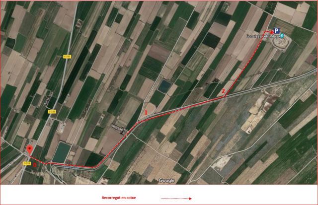 Fortalesa Ibèrica dels Vilars-MAPA Itinerari - Captura de pantalla de Google Maps, complementada amb anotacions manuals