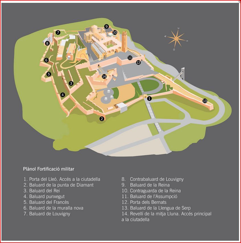 Fortificacions modernes del Turo de la Seu Vella -Lleida -MAPA