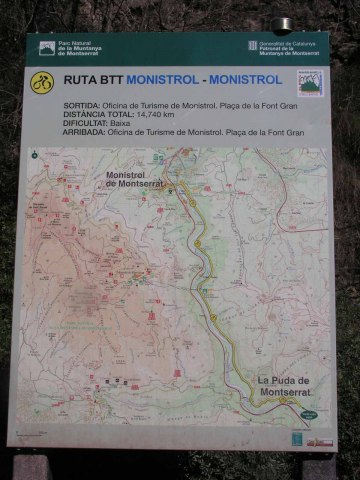 Monistrol de Montserrat - Ruta a La Puda - Cartell informatiu que hem trobat vora aquest darrer lloc.