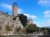 Santuari de Queralt - Berga - En primer terme, el campanar d'època moderna.