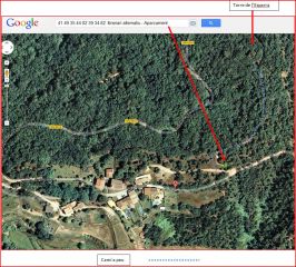 Torre de l'Esparra - Itinerari alternatiu - Captura de pantalla de Google Maps, complementada amb anotacions manuals.