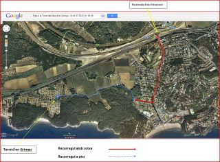 Torre del Mas d'en Grimau - Captura de pantalla de Google Maps, complementada amb anotacions manuals.