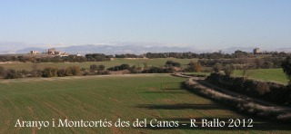 Vistes des del Canós: A la llunyania, a l'esquerra el castell de l'Aranyó, a la dreta el castell de Montcortès.