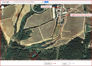 Torrota d’en Pasteres – Subirats - Itinerari - Captura de pantalla de Google Maps, complementada amb anotacions manuals.